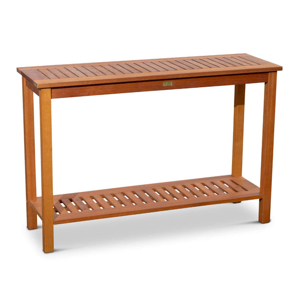 48 Inch Console Table, 2 Shelves, Slatted Design, Natural Brown Eucalyptus - BM314324