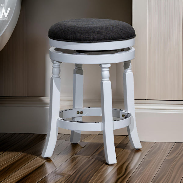 Opi 24 Inch Swivel Counter Stool, Cushioned Seat, White and Gray Finish - BM314326