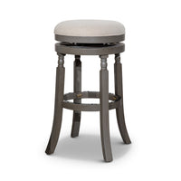 Opi 30 Inch Swivel Barstool, Round Cushioned Seat, Beige Fabric, Gray - BM314327