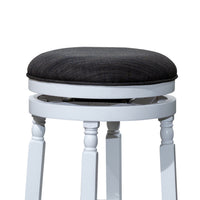 Opi 30 Inch Swivel Barstool, Round Cushioned Seat, Black Fabric, White - BM314329