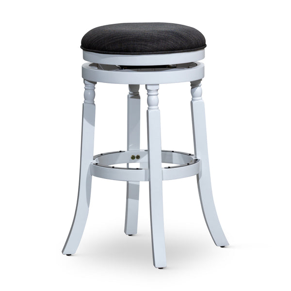 Opi 30 Inch Swivel Barstool, Round Cushioned Seat, Black Fabric, White - BM314329