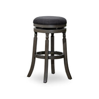 Opi 30 Inch Swivel Barstool, Round Cushioned Seat, Black Fabric, Gray - BM314330