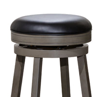 Opi 24 Inch Swivel Counter Stool, Black Bonded Leather, Weathered Gray - BM314333