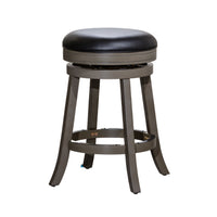 Opi 24 Inch Swivel Counter Stool, Black Bonded Leather, Weathered Gray - BM314333