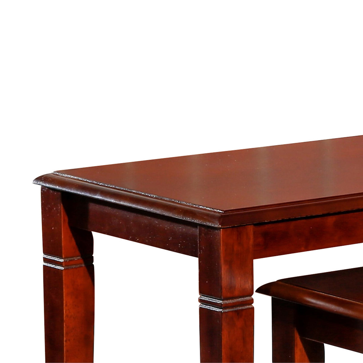 3 Piece Nesting Side Accent Table Set, Sleek Carved Cherry Brown Wood - BM314335