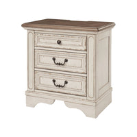 Beny 27 Inch Nightstand with 3 Drawers, Black Handles, White Wood Finish - BM314382