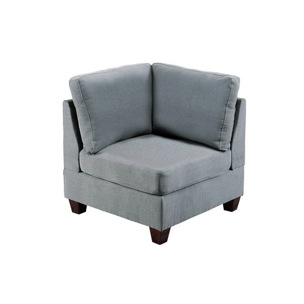 Remy 32 Inch Modular Corner Sofa Chair, Soft Gray Chenille, Solid Wood - BM314385