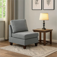 Remy 32 Inch Modular Armless Sofa Chair, Soft Gray Chenille, Solid Wood - BM314386