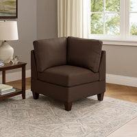 Remy 32 Inch Modular Corner Sofa Chair, Soft Brown Chenille, Solid Wood - BM314387