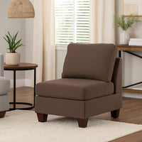 Remy 32 Inch Modular Armless Sofa Chair, Soft Brown Chenille, Solid Wood - BM314388