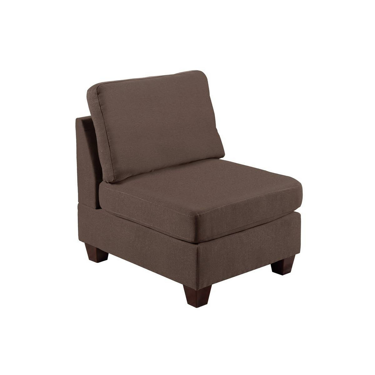 Remy 32 Inch Modular Armless Sofa Chair, Soft Brown Chenille, Solid Wood - BM314388