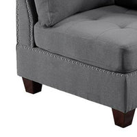 Lemy 32 Inch Modular Corner Sofa Chair, Tufted Gray Upholstery, Solid Wood - BM314389