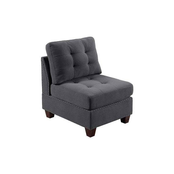 Lemy 32 Inch Modular Armless Sofa Chair, Tufted Gray Upholstery, Solid Wood - BM314390