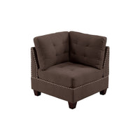 Lemy 32 Inch Modular Corner Sofa Chair, Tufted Brown Upholstery, Solid Wood - BM314391