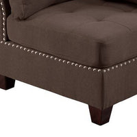 Lemy 32 Inch Modular Corner Sofa Chair, Tufted Brown Upholstery, Solid Wood - BM314391