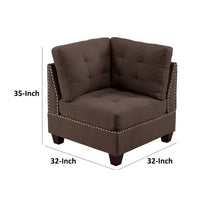 Lemy 32 Inch Modular Corner Sofa Chair, Tufted Brown Upholstery, Solid Wood - BM314391