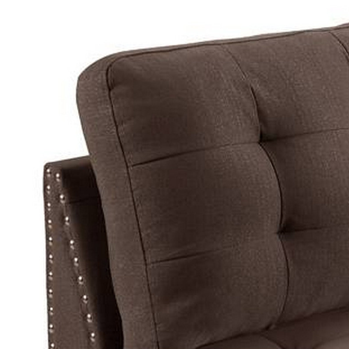 Lemy 32 Inch Modular Armless Sofa Chair, Tufted Brown Fabric, Solid Wood - BM314392