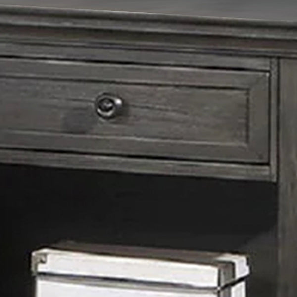 Zenny 26 Inch Nightstand with 1 Drawer, Open Lower Shelf, Gray Solid Wood - BM314393