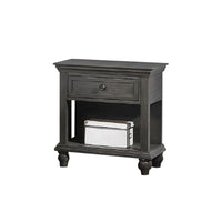 Zenny 26 Inch Nightstand with 1 Drawer, Open Lower Shelf, Gray Solid Wood - BM314393