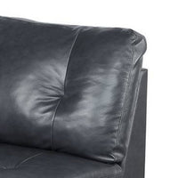 Hina 37 Inch Modular Armless Sofa Chair, Black Faux Leather, Solid Wood - BM314398