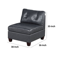 Hina 37 Inch Modular Armless Sofa Chair, Black Faux Leather, Solid Wood - BM314398