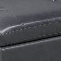 Hina 37 Inch Ottoman, Black Faux Leather Upholstery, Solid Wood - BM314399