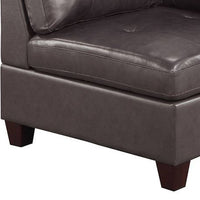 Hina 37 Inch Modular Corner Sofa Chair, Padded Brown Faux Leather, Wood - BM314400