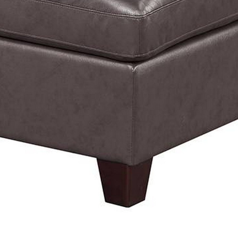 Hina 37 Inch Modular Armless Sofa Chair, Brown Faux Leather, Solid Wood - BM314401