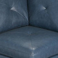 Samy 37 Inch Modular Corner Sofa Chair, Padded Blue Faux Leather, Wood - BM314402