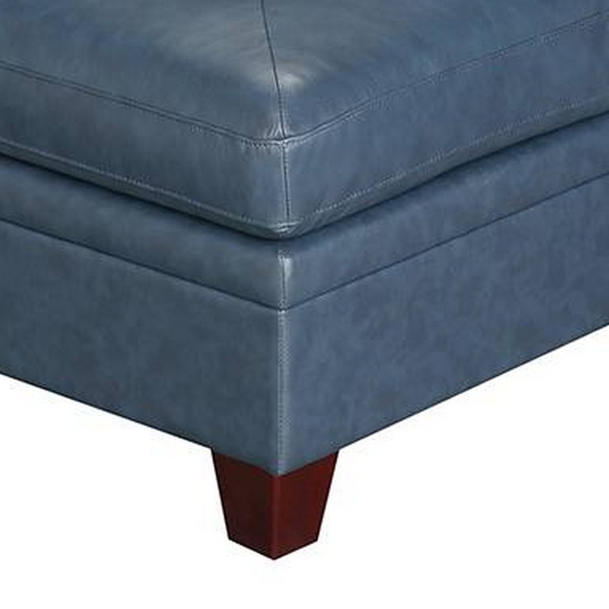 Samy 37 Inch Modular Corner Sofa Chair, Padded Blue Faux Leather, Wood - BM314402