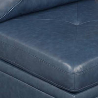 Samy 37 Inch Modular Armless Sofa Chair, Blue Faux Leather, Solid Wood - BM314403