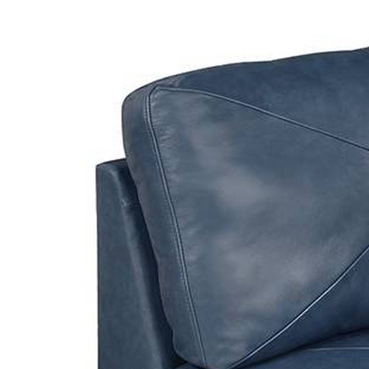 Samy 37 Inch Modular Armless Sofa Chair, Blue Faux Leather, Solid Wood - BM314403