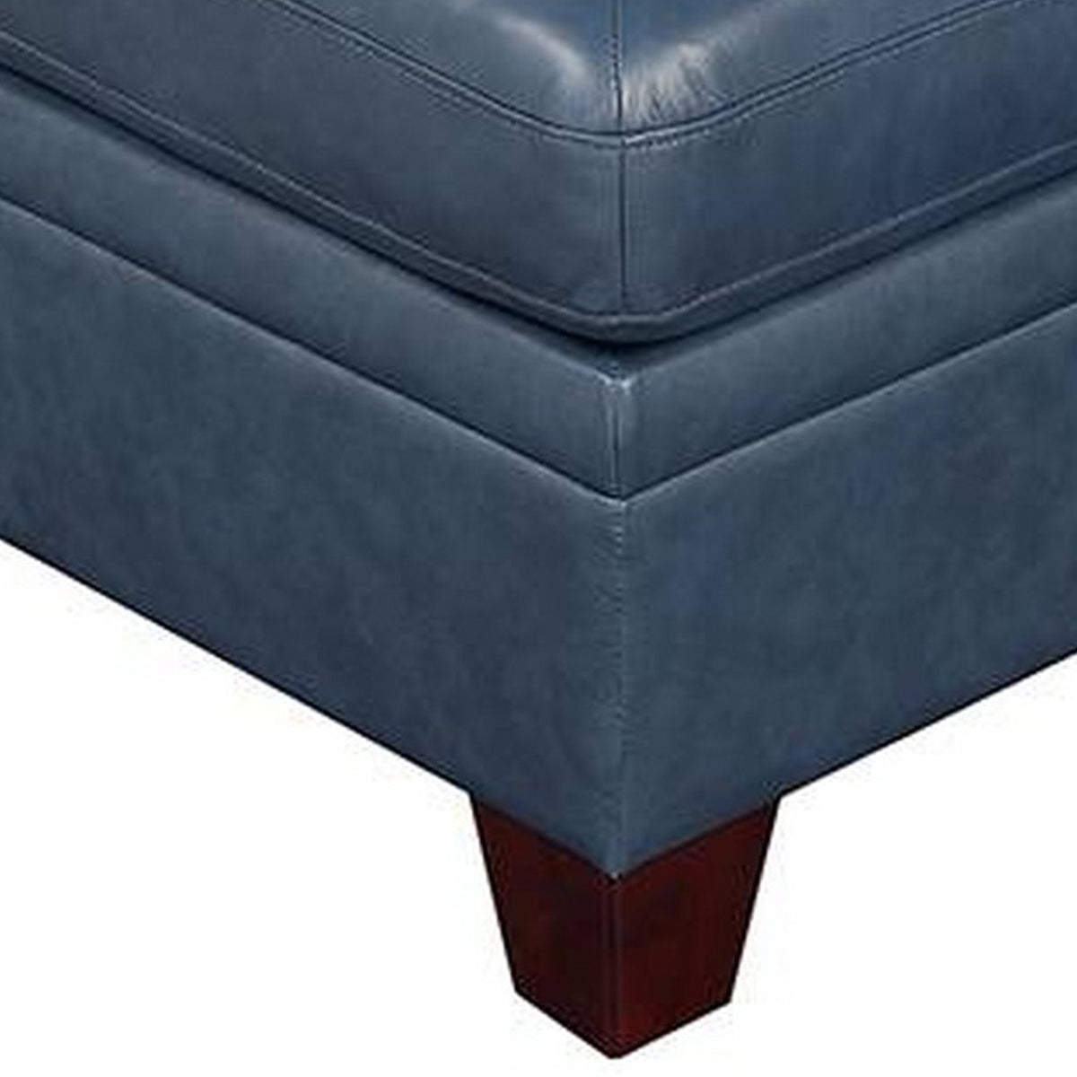 Samy 37 Inch Modular Armless Sofa Chair, Blue Faux Leather, Solid Wood - BM314403