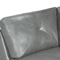 Samy 37 Inch Modular Corner Sofa Chair, Padded Gray Faux Leather, Wood - BM314404