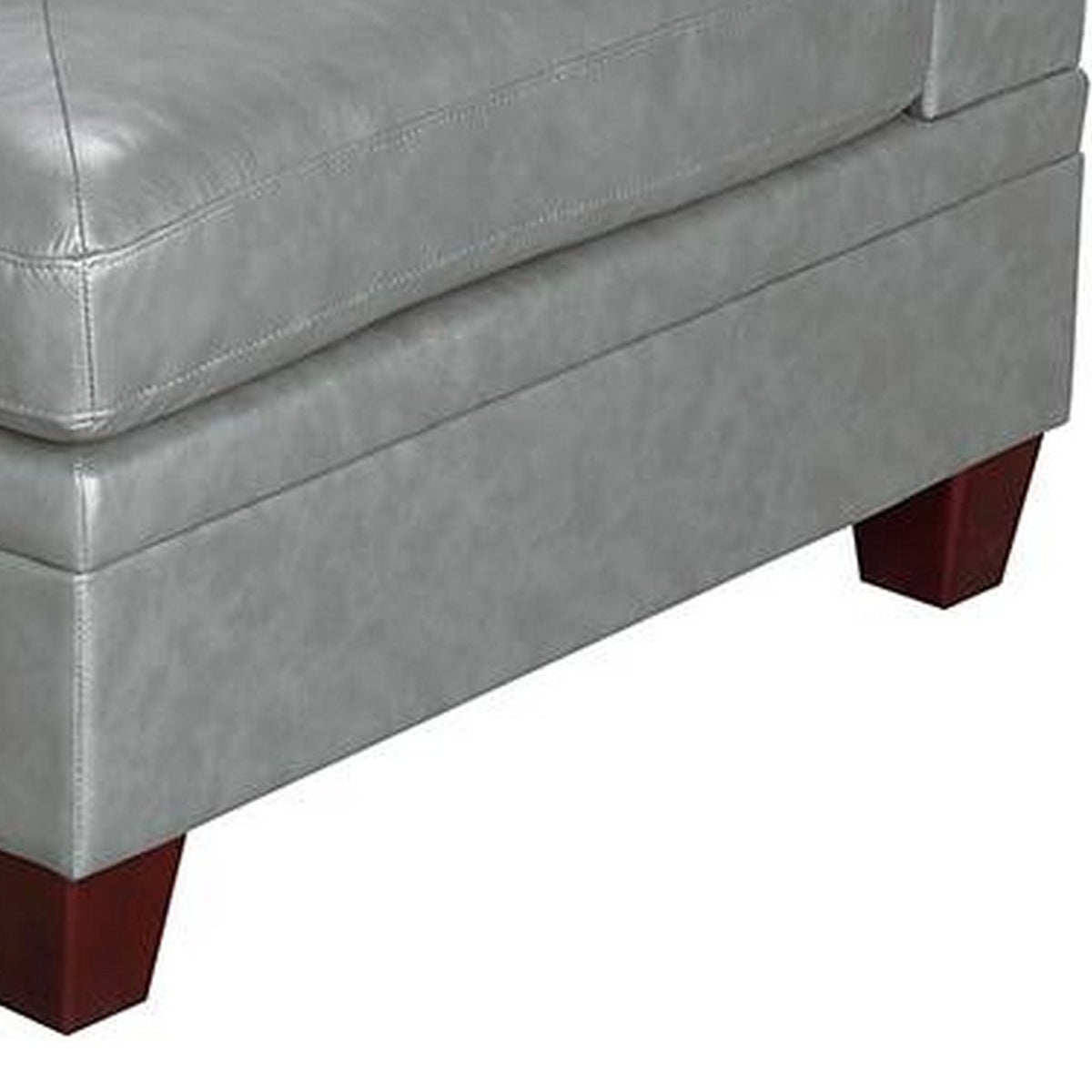 Samy 37 Inch Modular Corner Sofa Chair, Padded Gray Faux Leather, Wood - BM314404