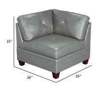 Samy 37 Inch Modular Corner Sofa Chair, Padded Gray Faux Leather, Wood - BM314404