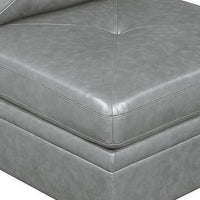 Samy 37 Inch Modular Armless Sofa Chair, Gray Faux Leather, Solid Wood - BM314405