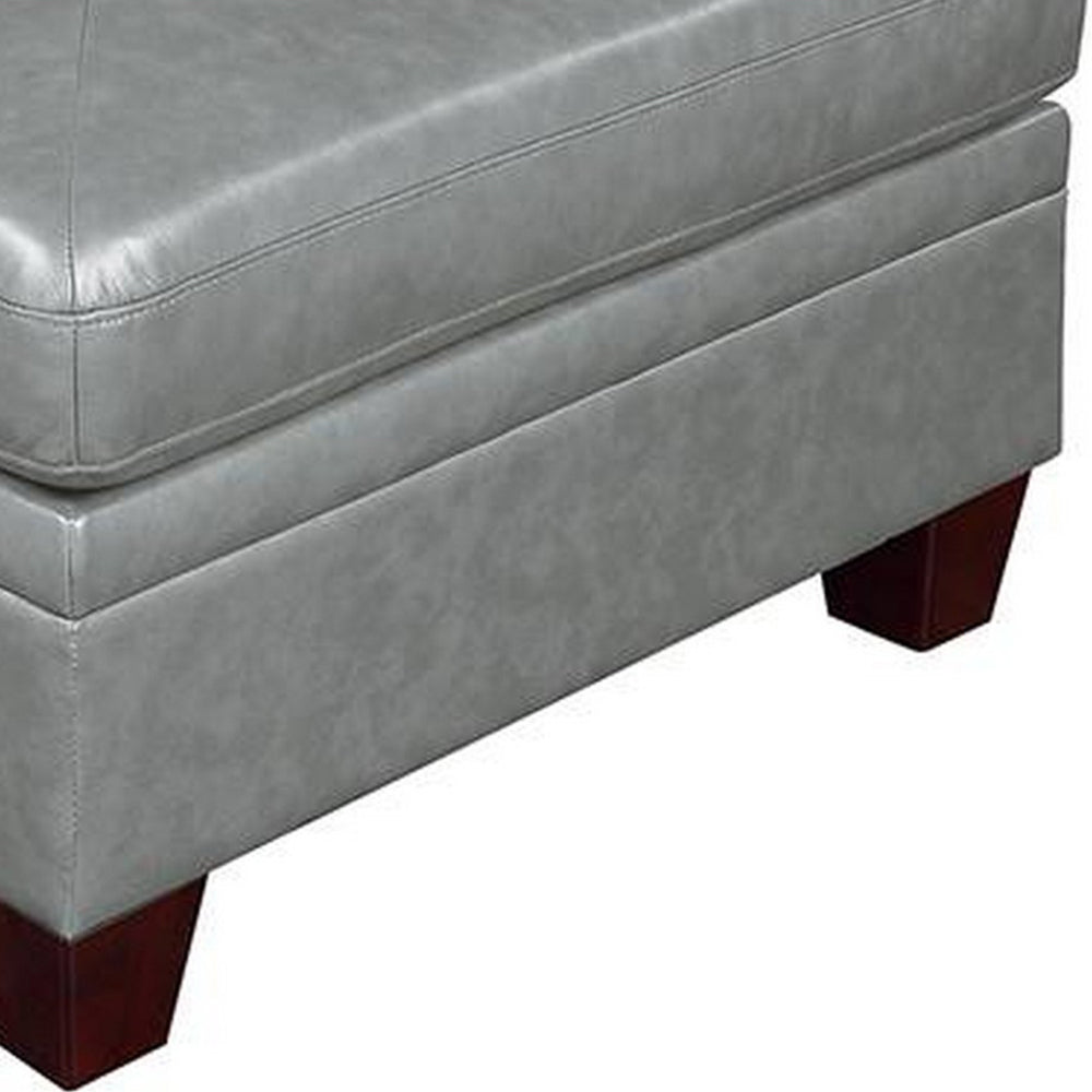 Samy 37 Inch Modular Armless Sofa Chair, Gray Faux Leather, Solid Wood - BM314405