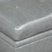 Samy 37 Inch Ottoman, Cushioned, Gray Faux Leather Upholstery, Wood - BM314406