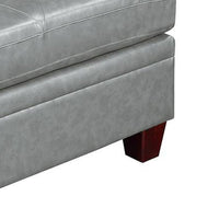 Samy 37 Inch Ottoman, Cushioned, Gray Faux Leather Upholstery, Wood - BM314406