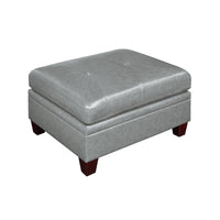 Samy 37 Inch Ottoman, Cushioned, Gray Faux Leather Upholstery, Wood - BM314406