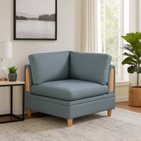 Gimy 37 Inch Modular Corner Sofa Chair, Gray Dorris Upholstery, Wood - BM314407
