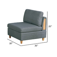 Gimy 37 Inch Modular Armless Sofa Chair, Gray Dorris Upholstery, Wood - BM314408