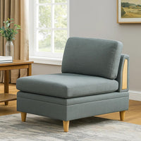 Gimy 37 Inch Modular Armless Sofa Chair, Gray Dorris Upholstery, Wood - BM314408