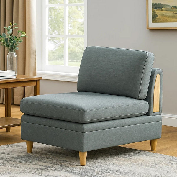 Gimy 37 Inch Modular Armless Sofa Chair, Gray Dorris Upholstery, Wood - BM314408