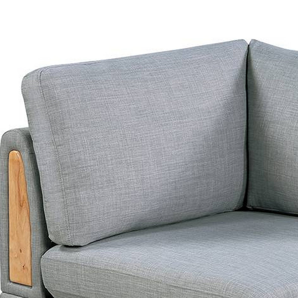 Gimy 37 Inch Modular Corner Sofa Chair, Light Gray Dorris Fabric, Wood - BM314409