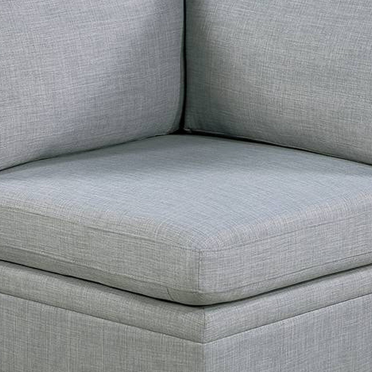 Gimy 37 Inch Modular Corner Sofa Chair, Light Gray Dorris Fabric, Wood - BM314409