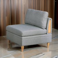 Gimy 37 Inch Modular Armless Sofa Chair, Light Gray Dorris Fabric, Wood - BM314410