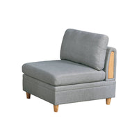 Gimy 37 Inch Modular Armless Sofa Chair, Light Gray Dorris Fabric, Wood - BM314410