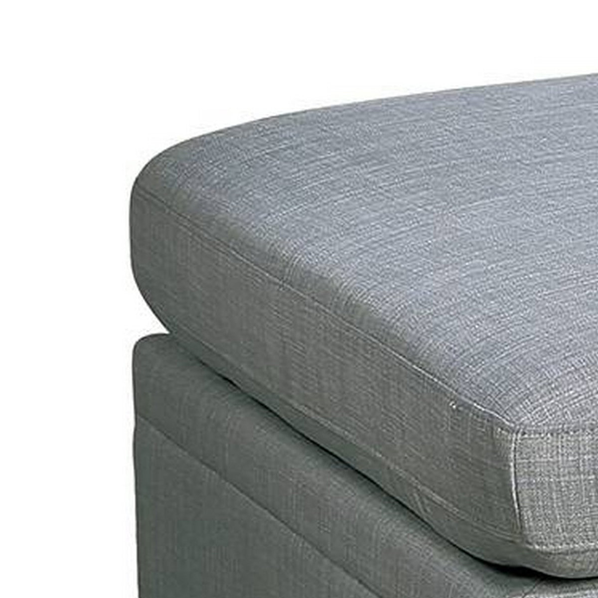 Gimy 37 Inch Ottoman, Cushioned Seat, Gray Dorris Upholstery, Solid Wood - BM314411